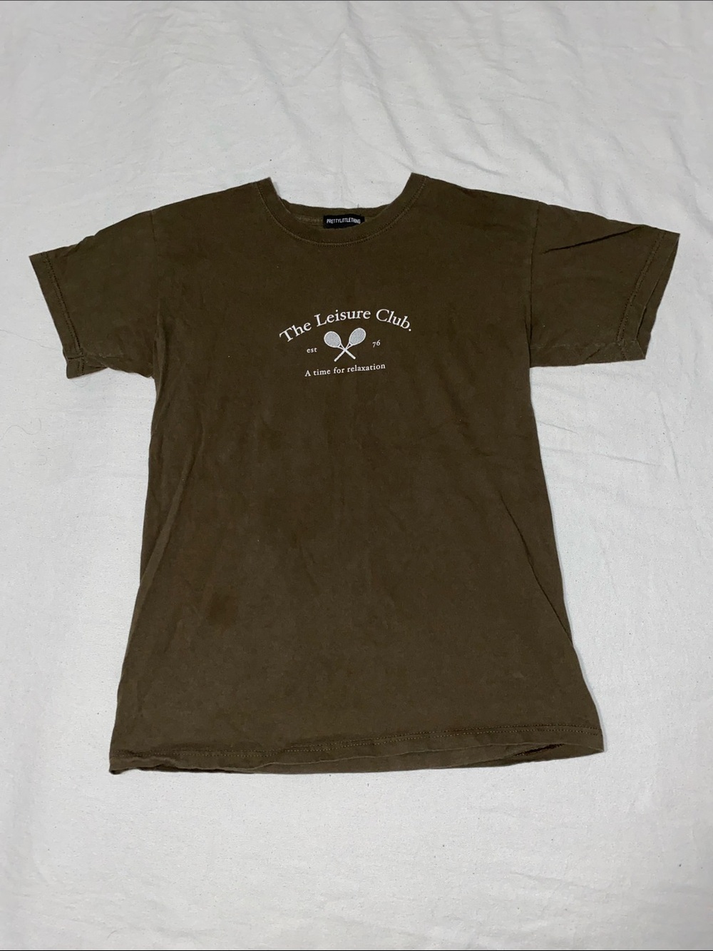 PrettyLittleThing Olive Green 'The Leisure Club' Graphic Tee